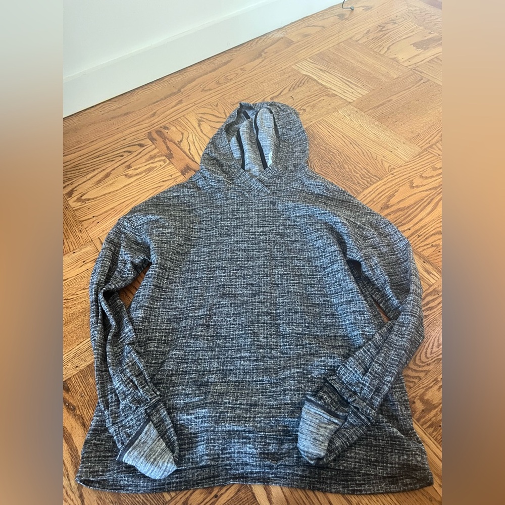 Lululemon size 6 heathered gray and black sweatshirt with hood